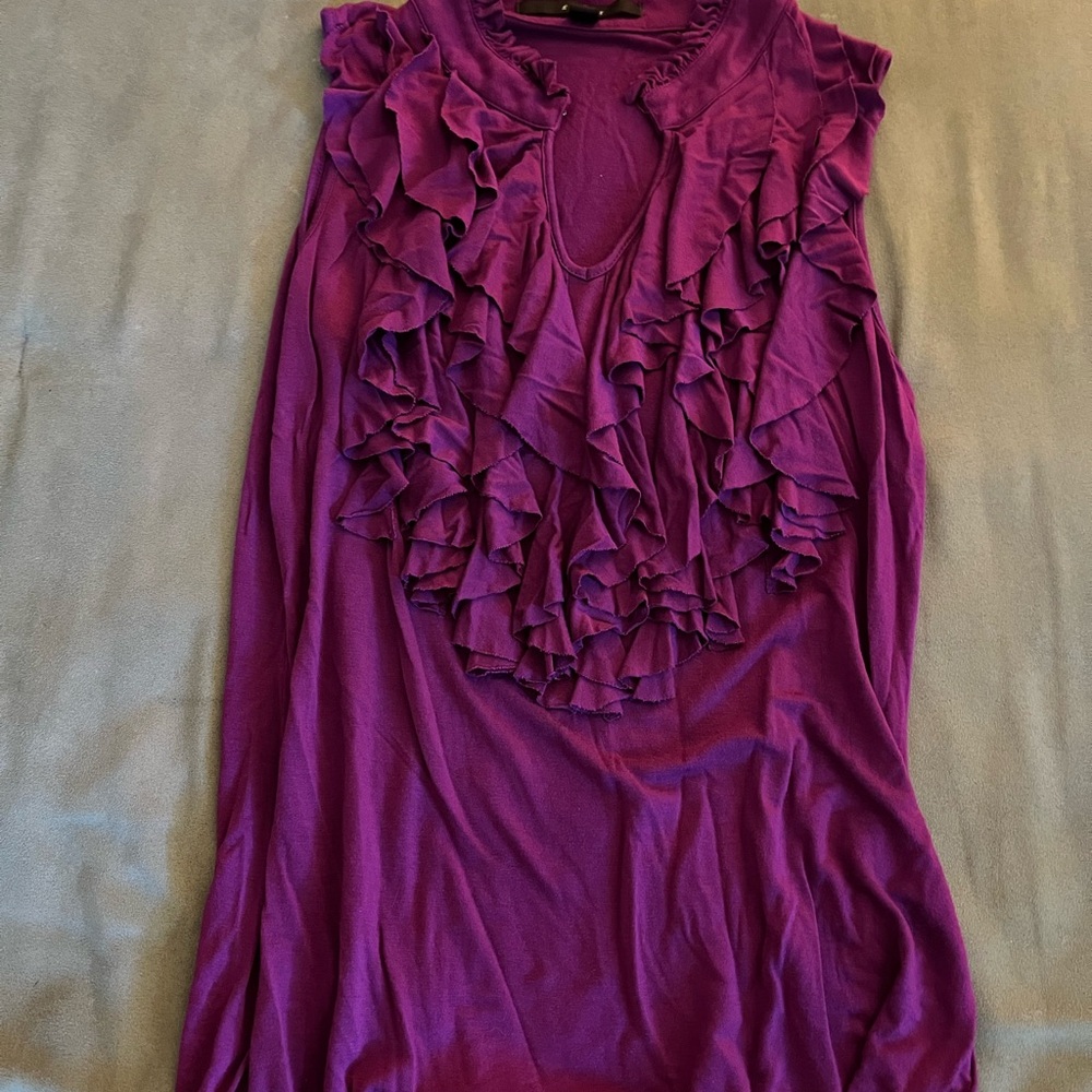 Fuschia purple Ruffled Sleeveless Top, soft, lightweight knit
